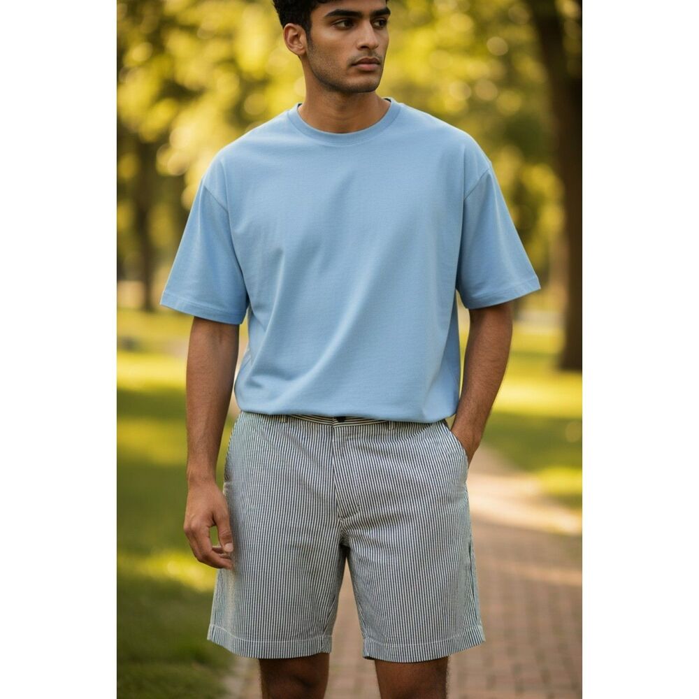 Britches By Semtex Men’s Shorts Site 38W Blue White Seersucker #S01